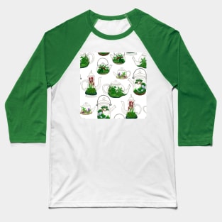 Teapot Terrarium Pattern Baseball T-Shirt